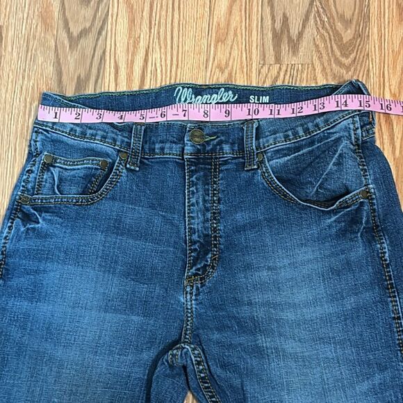 Men’s Wrangler Retro Slim Straight Blue Jeans, 32 X 36 - Picture 6 of 10